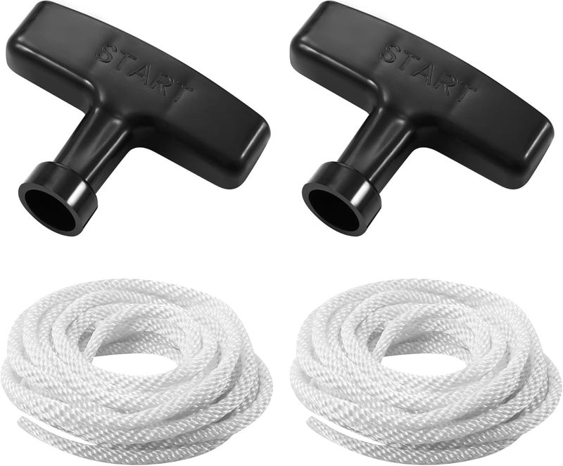 TJWODO حبل سحب جزازة العشب 2-pack، 1.4م 13/64 بوصة 5مم حبل بدء التشغيل مع مقابض يناسب هوندا بريداتور تشامبيون جينيراك مولد محرك صغير مقص منشار سلسلة غسالة ضغط منفاخ ثلج - Image 1